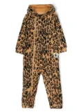 Mini Rodini leopard-print hooded romper - Brown