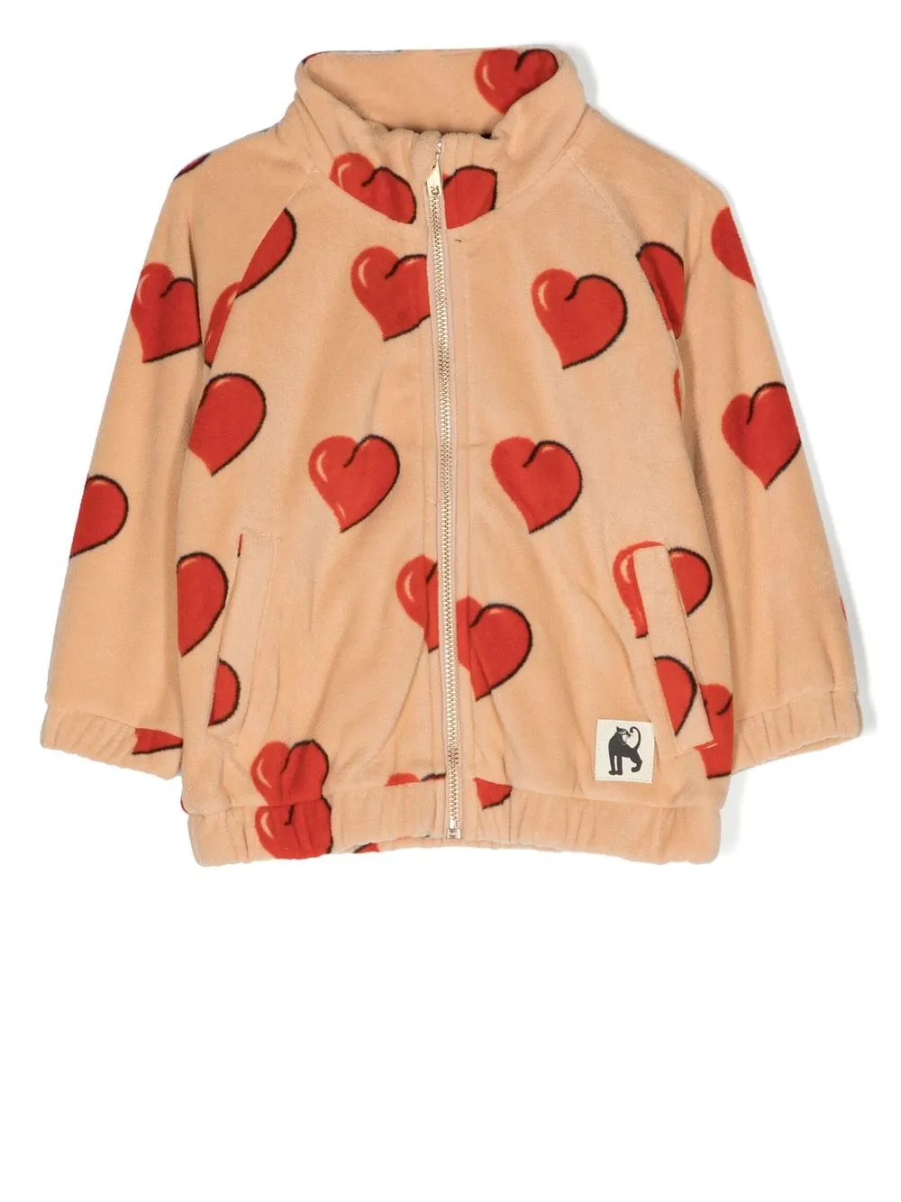 

Mini Rodini Hearts-print fleece jacket - Neutrals