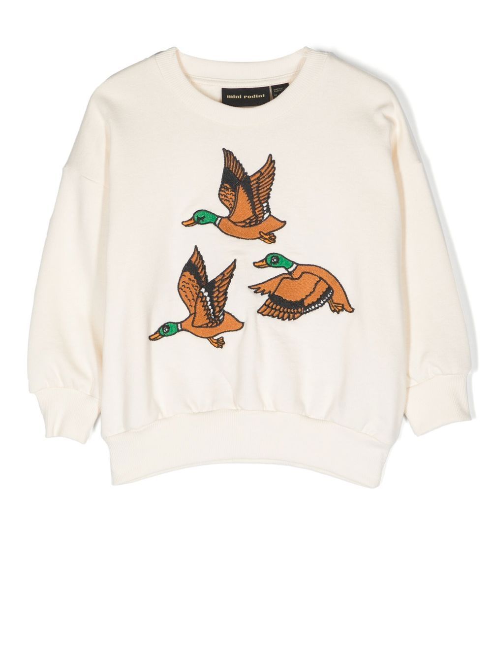 Mini Rodini embroidered-duck crew-neck sweatshirt - Neutrals