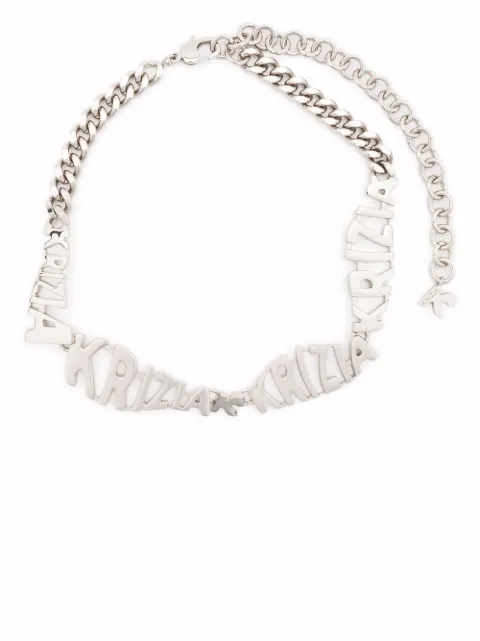 Krizia logo-plaque necklace