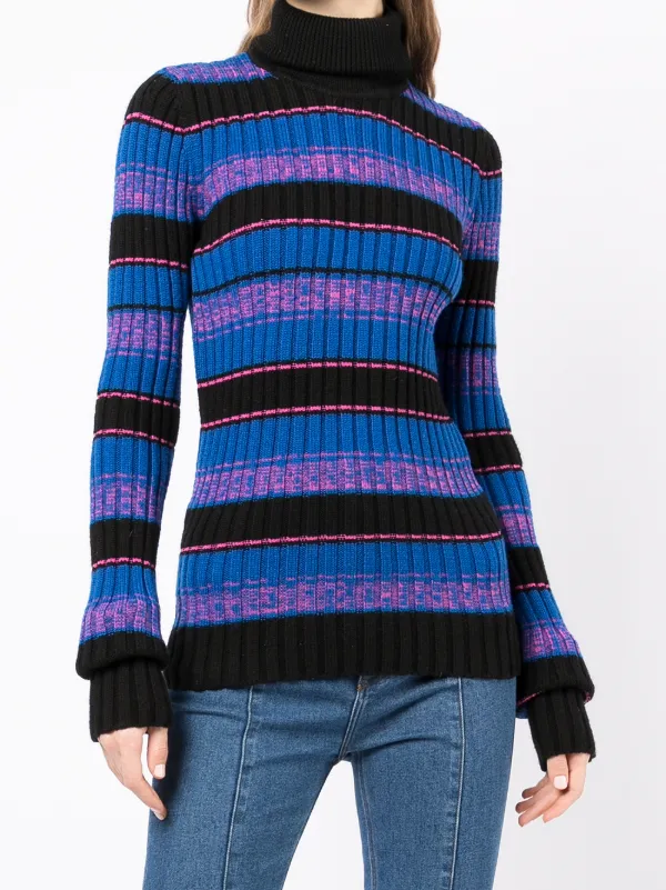 Maison Martin Margiela Pre-Owned Striped ribbed-knit Jumper | Blue