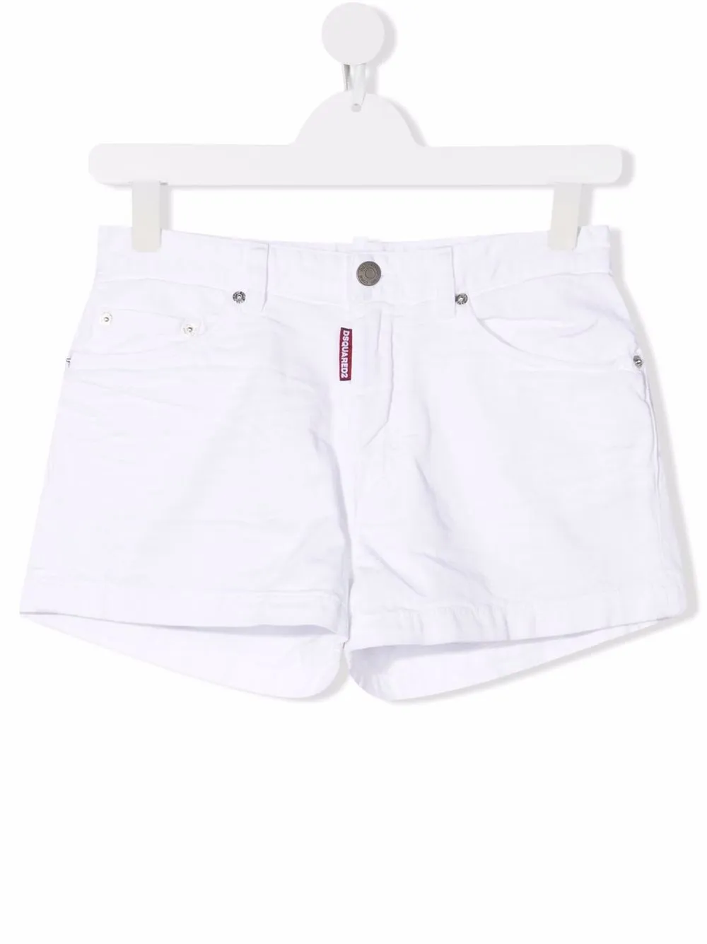 

Dsquared2 Kids TEEN five-pocket cotton denim shorts - White