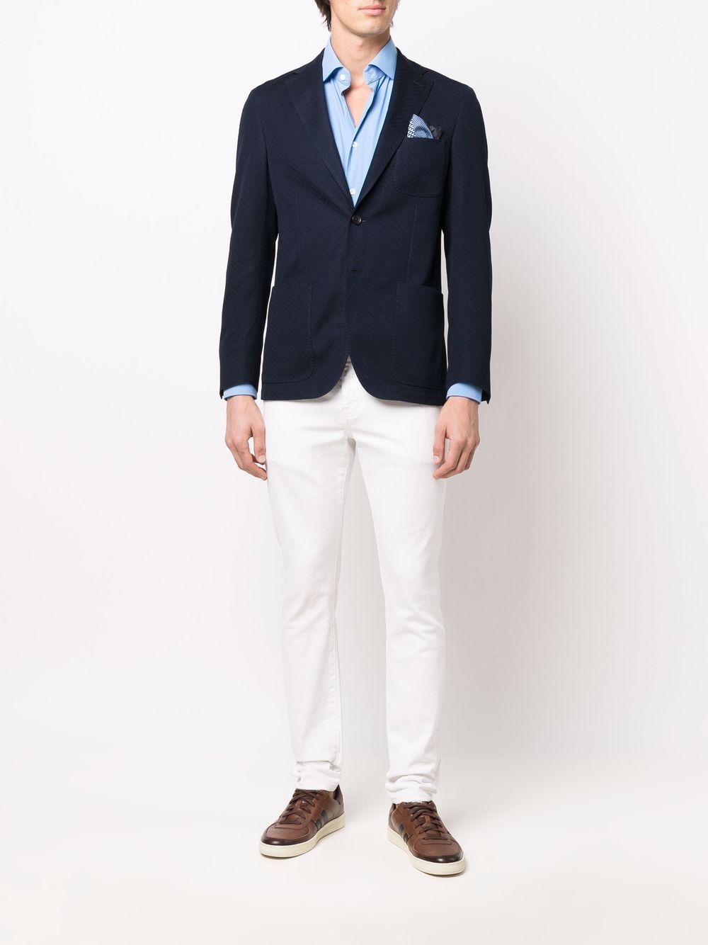 фото Corneliani chevron-knit single-breasted blazer