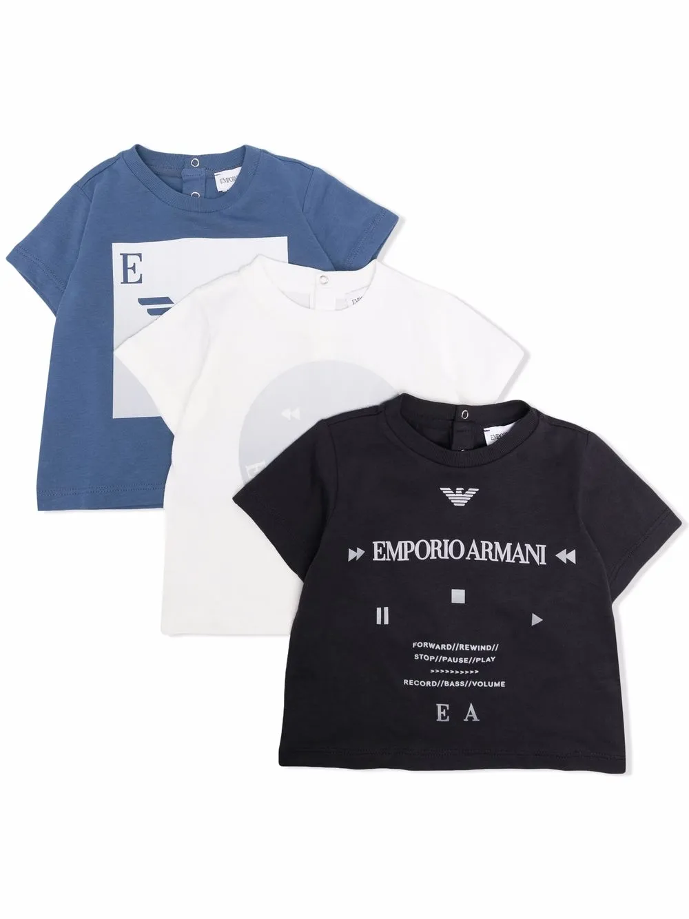 

Emporio Armani Kids pack de tres playeras con logo estampado - Azul