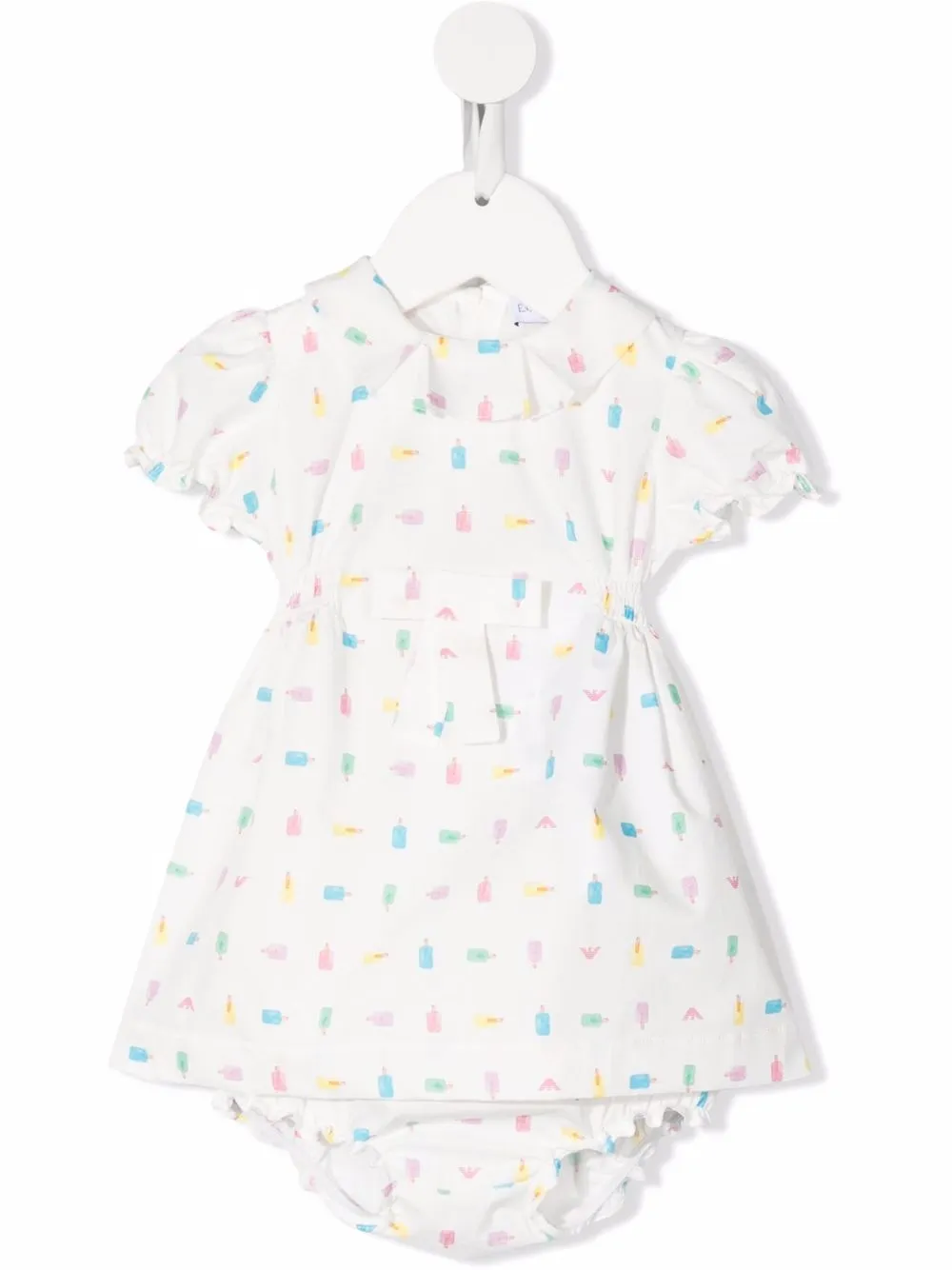 

Emporio Armani Kids vestido marga corta con estampado gráfico - Blanco