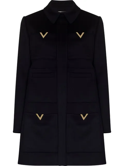 Valentino Garavani logo-plaque mid-length coat