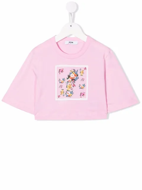 MSGM Kids t-shirt en coton à fleurs 