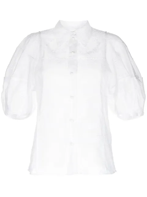 Chloé embroidered-design puff-sleeve shirt