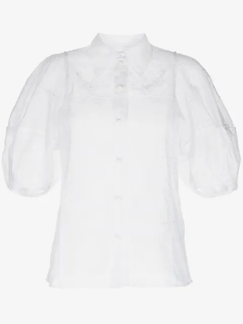 Chloé embroidered-design puff-sleeve shirt