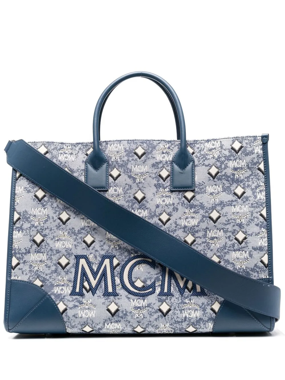 

MCM tote Munich Vintage en jacquard extra grande - Azul