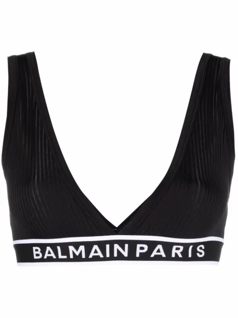 Balmain حمالة صدر بتصميم مثلث وتطريز شعار الماركة