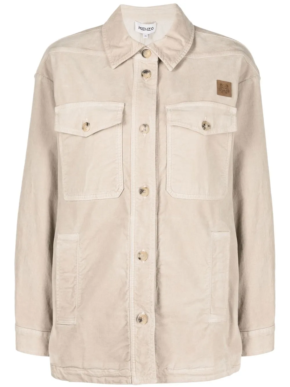 

Kenzo K-Tiger patch overshirt - Neutrals