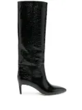 Paris Texas crocodile-embossed leather boots - Black