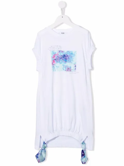 MSGM Kids scarf-hem T-shirt dress