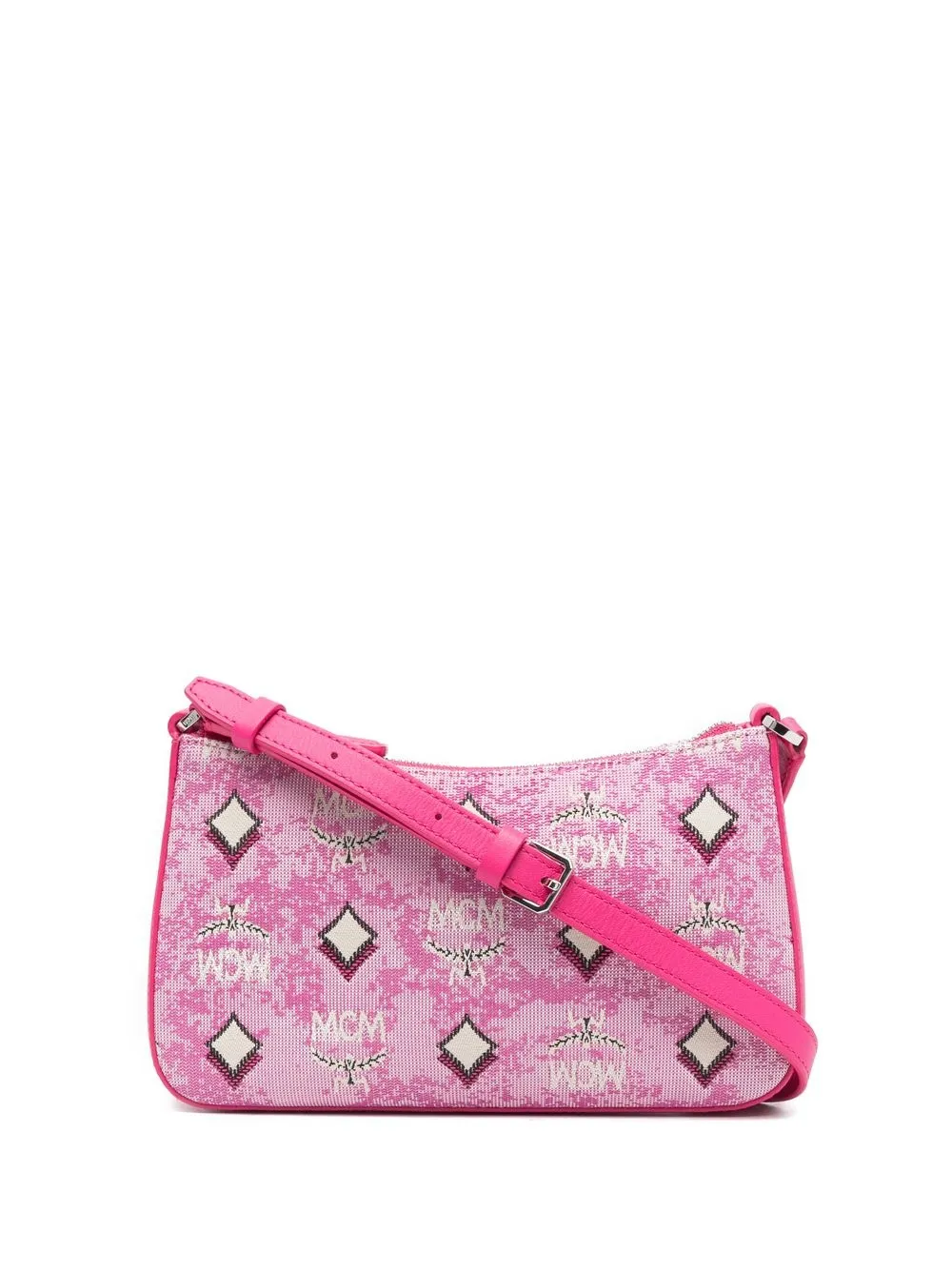 

MCM bolsa de hombro con logo en jacquard - Rosado