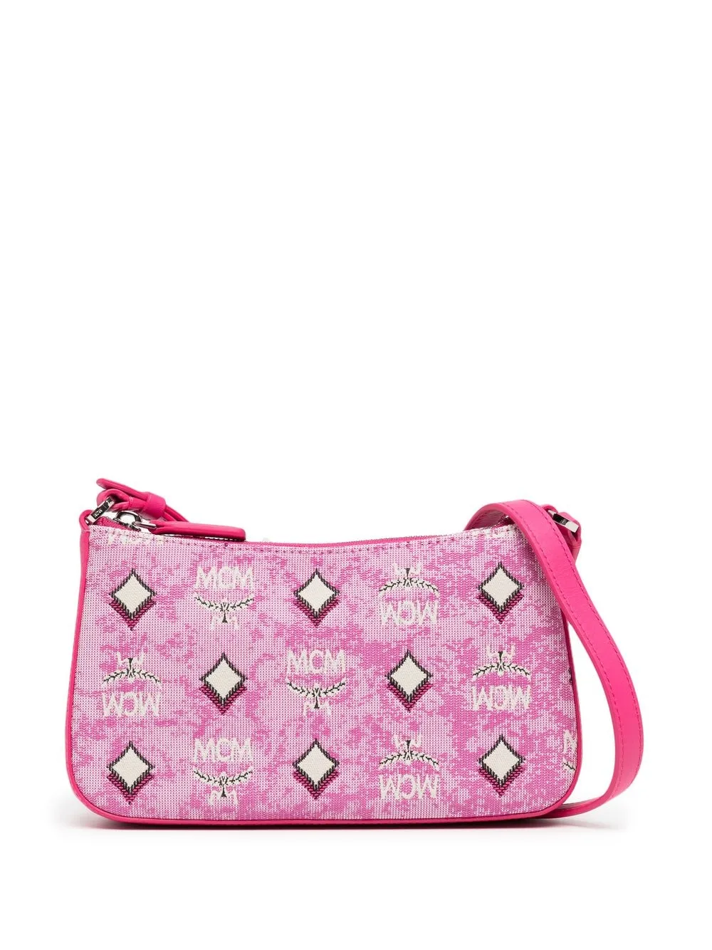 

MCM bolsa de hombro con logo en jacquard - Rosado