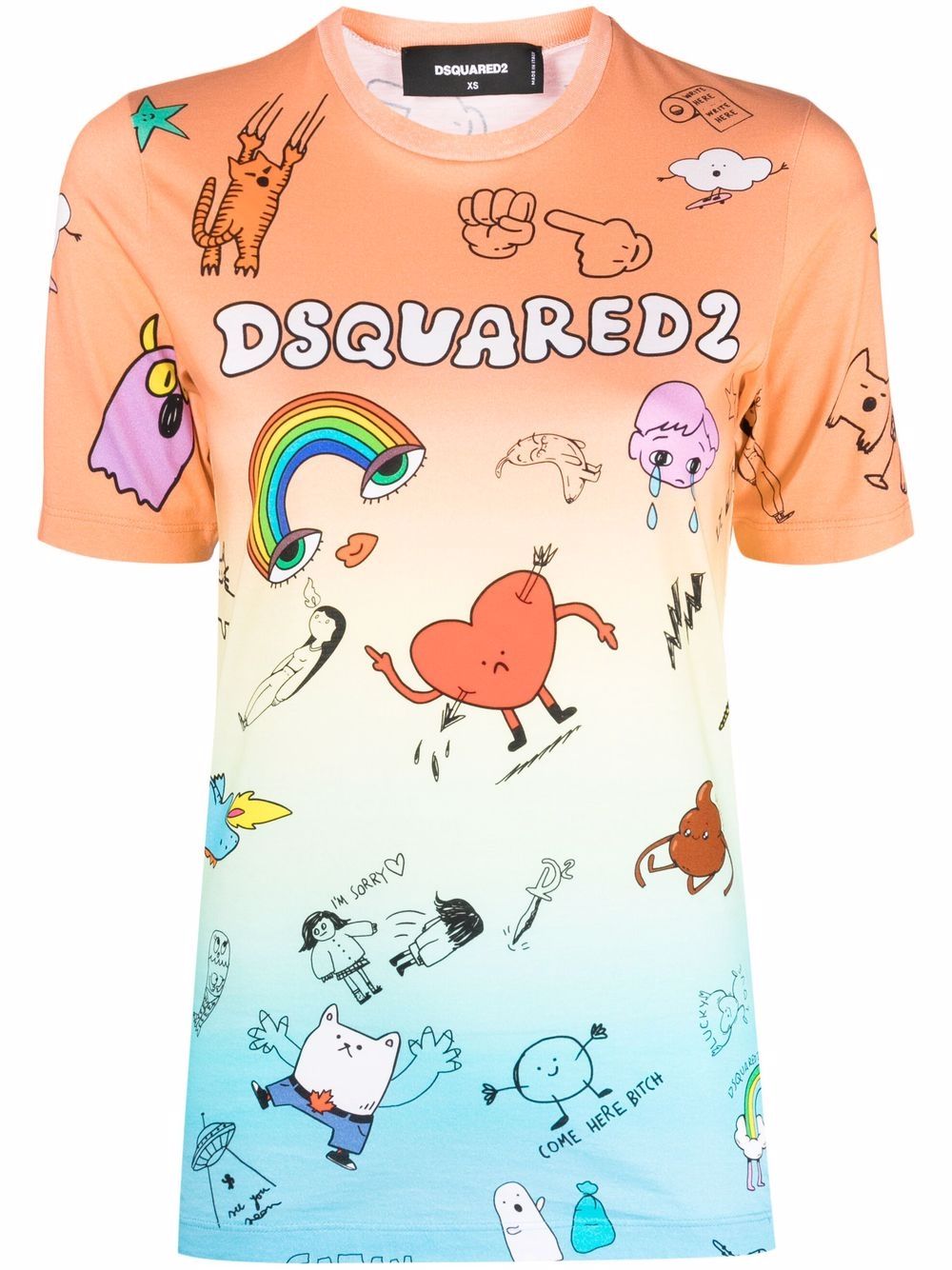 DSQUARED2 graphic-print gradient T-shirt - Orange