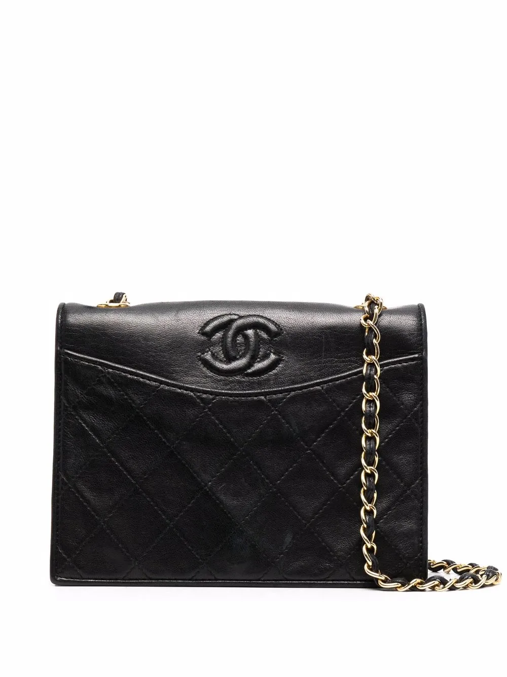 

Chanel Pre-Owned bolsa de hombro con capitonado de rombos y logo CC - Negro