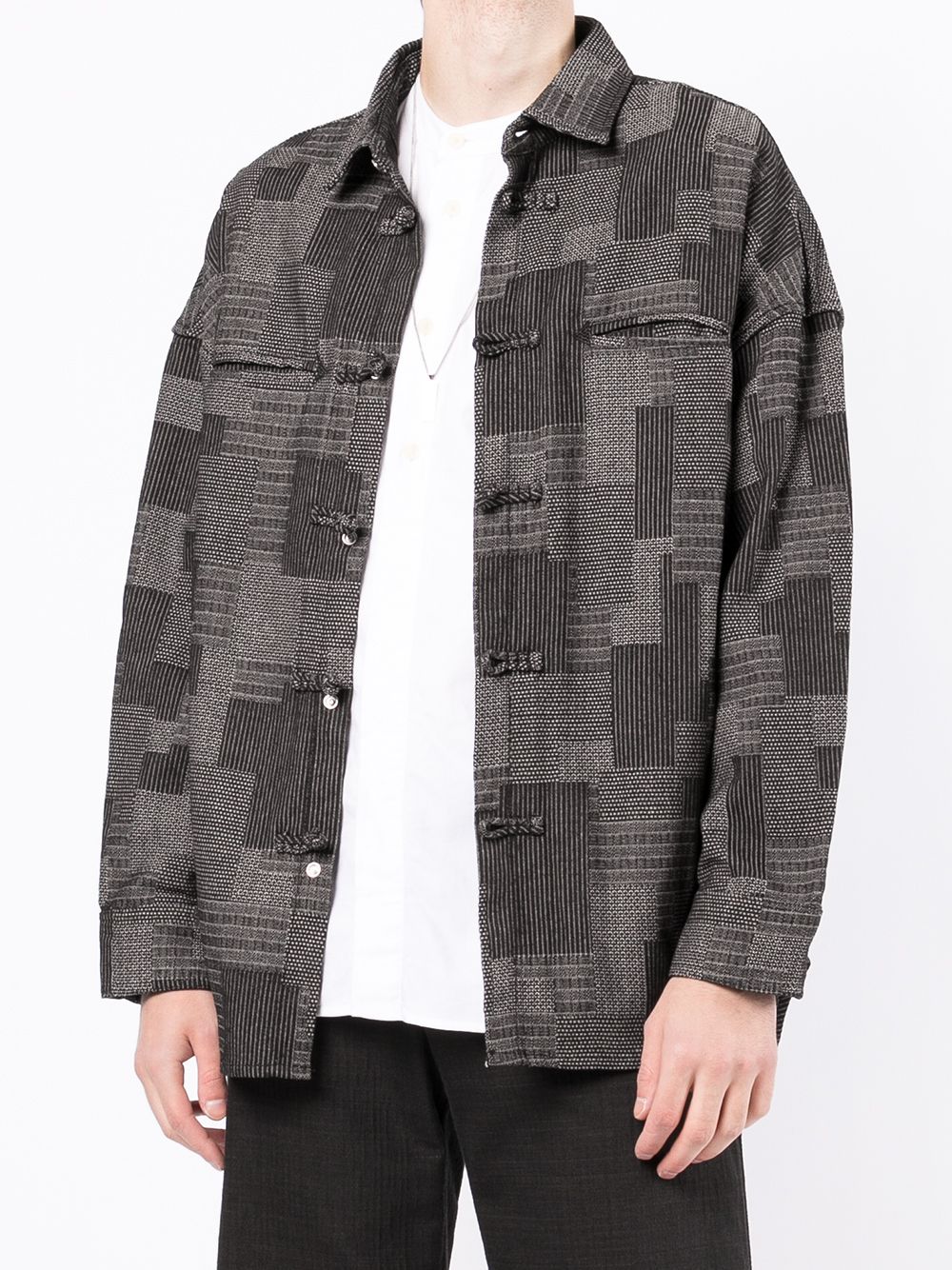 фото Five cm patchwork-print toggle-fastening jacket