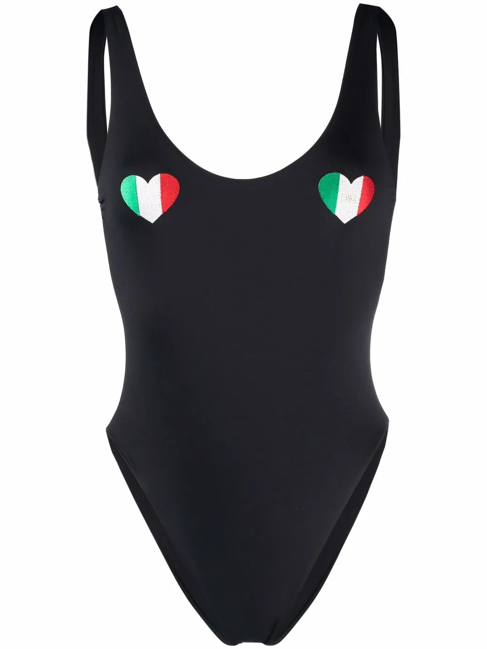 

Elisabetta Franchi traje de baño con corazones bordados - Negro