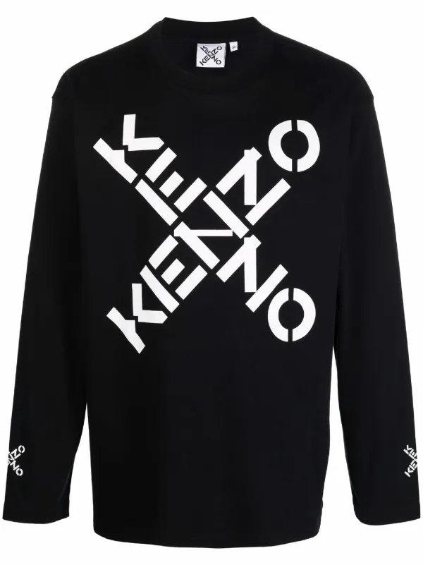 Shop Kenzo ogo-print long-sleeve top 