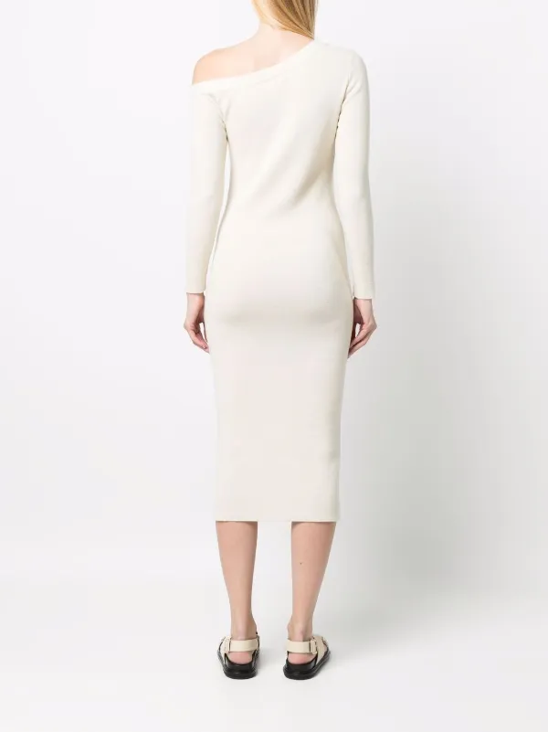 asymmetrical knit dress Asymmetrical Button Mini Dress: Natural Luxe Knit