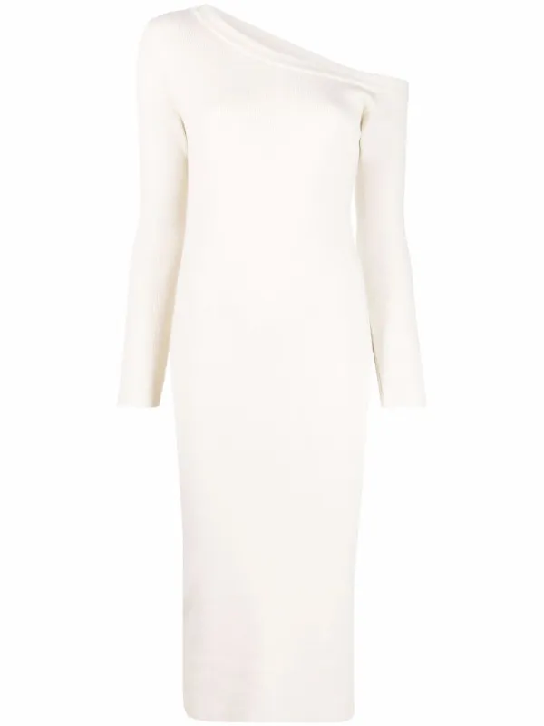 PAULA Asymmetric Knit Dress Neutrals FARFETCH IN