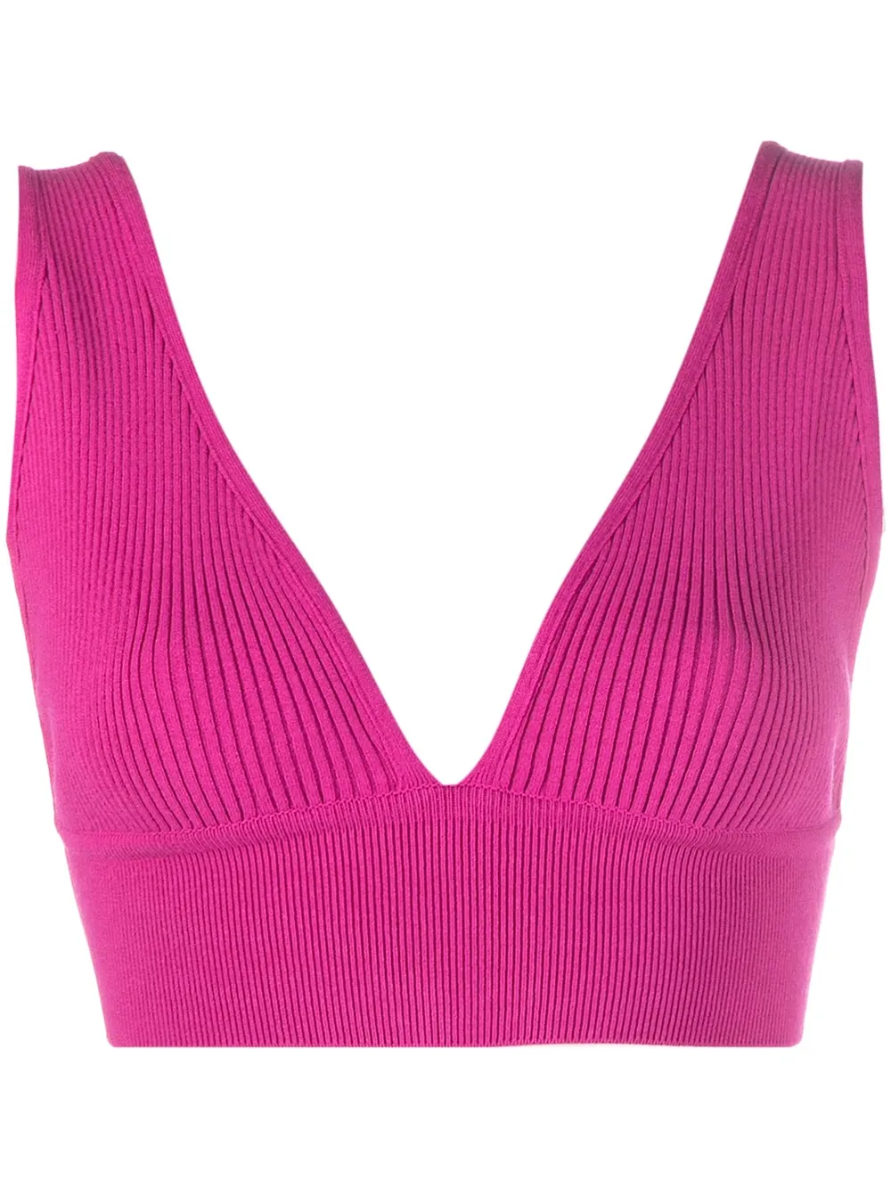 

MSGM top tejido de canalé con cuello en V - Morado