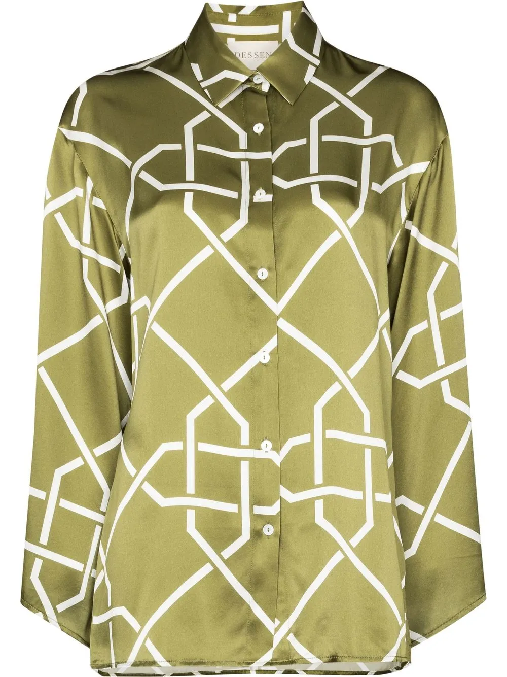 

DES SEN printed silk pyjama shirt - Green