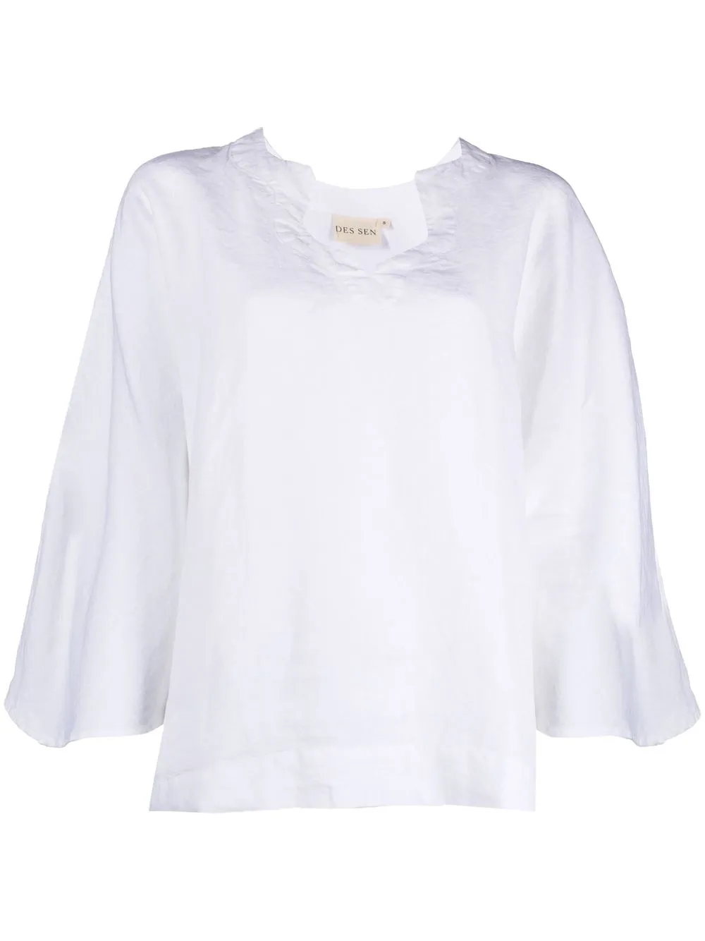 

DES SEN wide-sleeve linen blouse - White