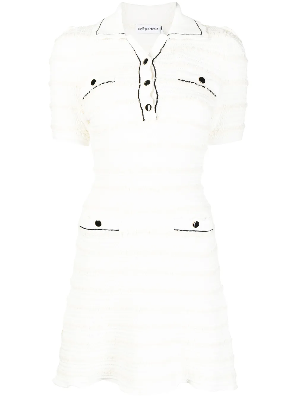 

Self-Portrait vestido de punto con manga corta - Blanco