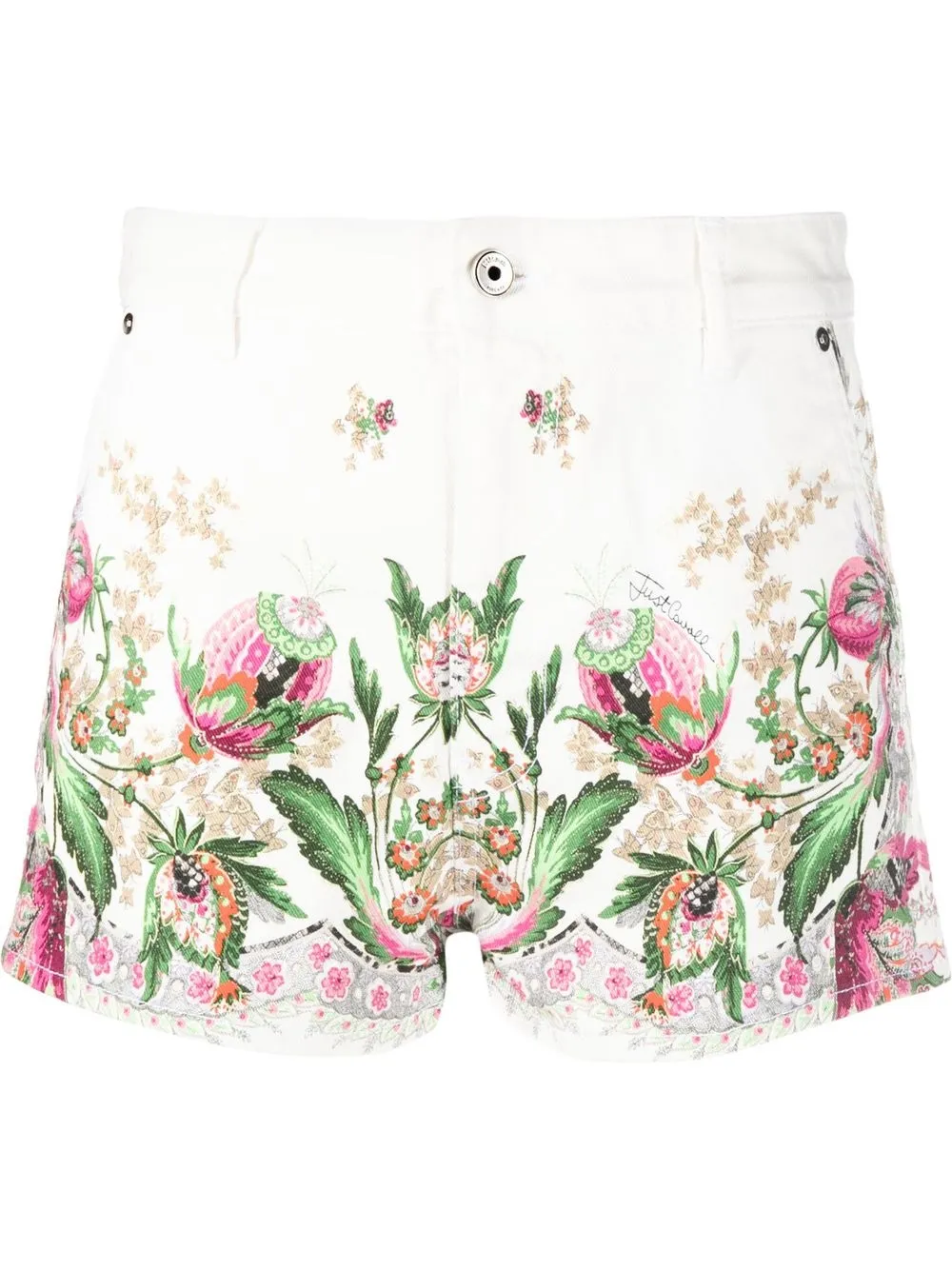 

Just Cavalli shorts de mezclilla con estampado floral - Blanco