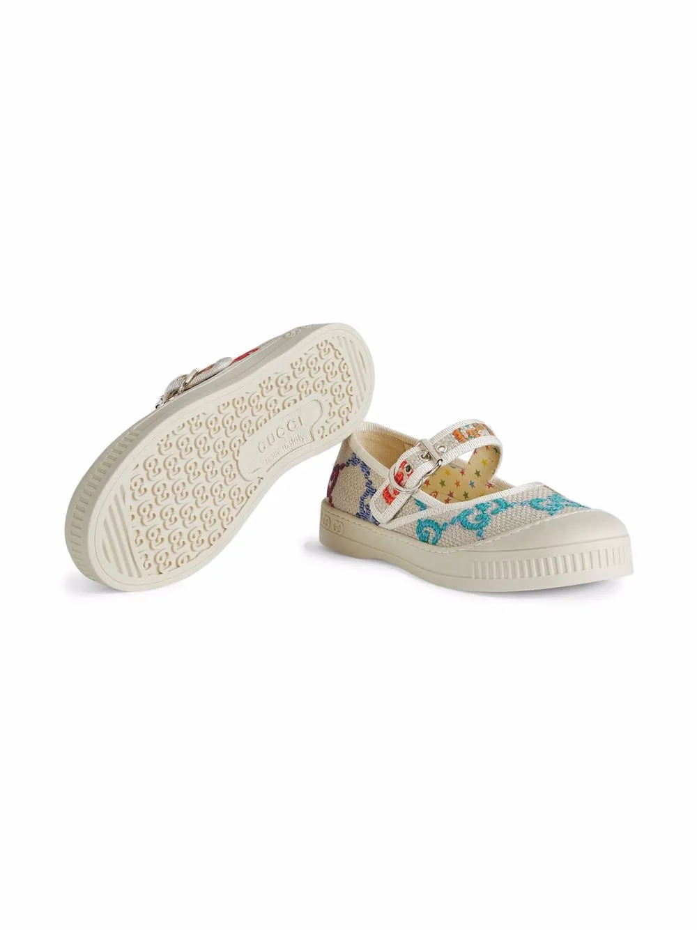  Gucci Kids Bailarina Con Motivo Gg Bordado - Blanco 