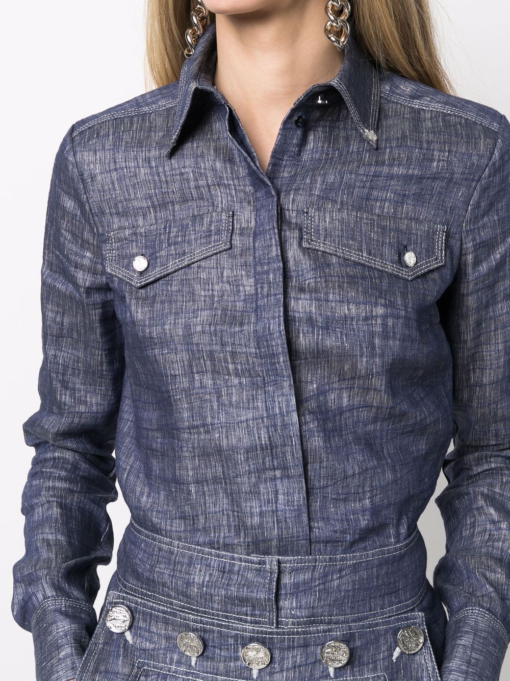 фото Genny flap-pockets button-up denim shirt