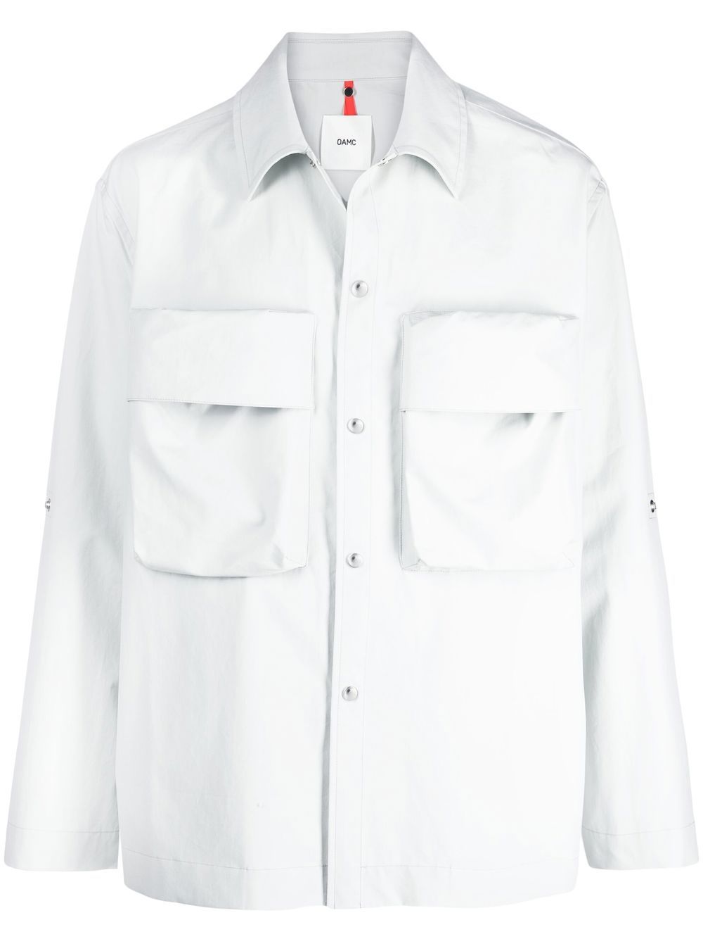 Shop Oamc Chest-pocket Shirt Jacket In Grau