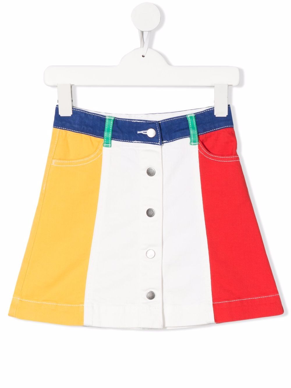 

Stella McCartney Kids minifalda de mezclilla con diseño color block - Blanco