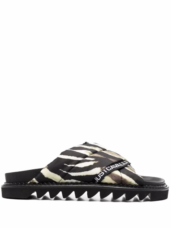 Just Cavalli Open-Toe Padded Slides - Green