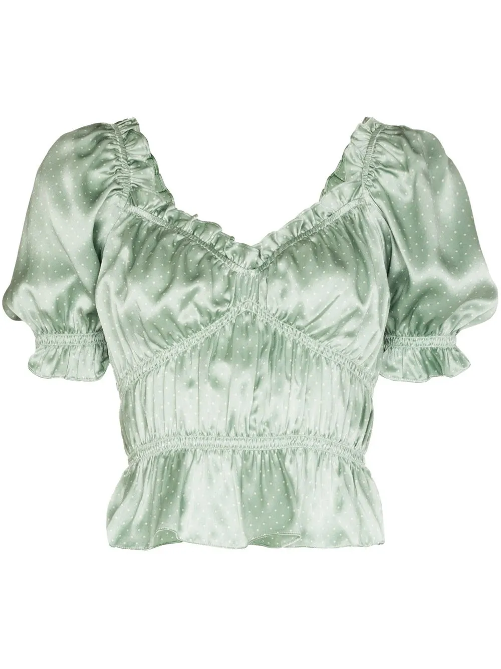 

Reformation blusa de lunares con volantes - Verde