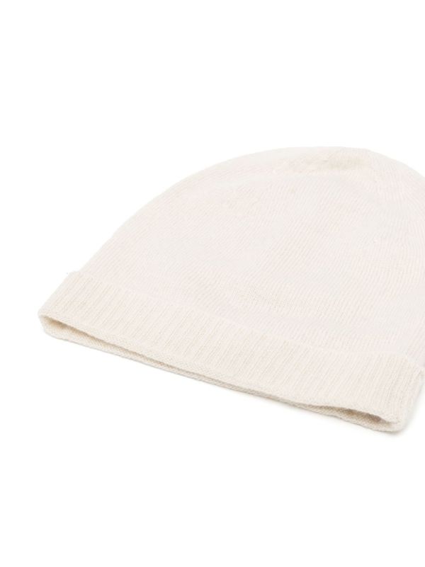 white cashmere beanie hat