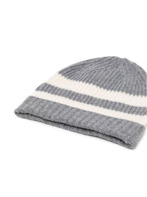 Bibi striped cashmere beanie