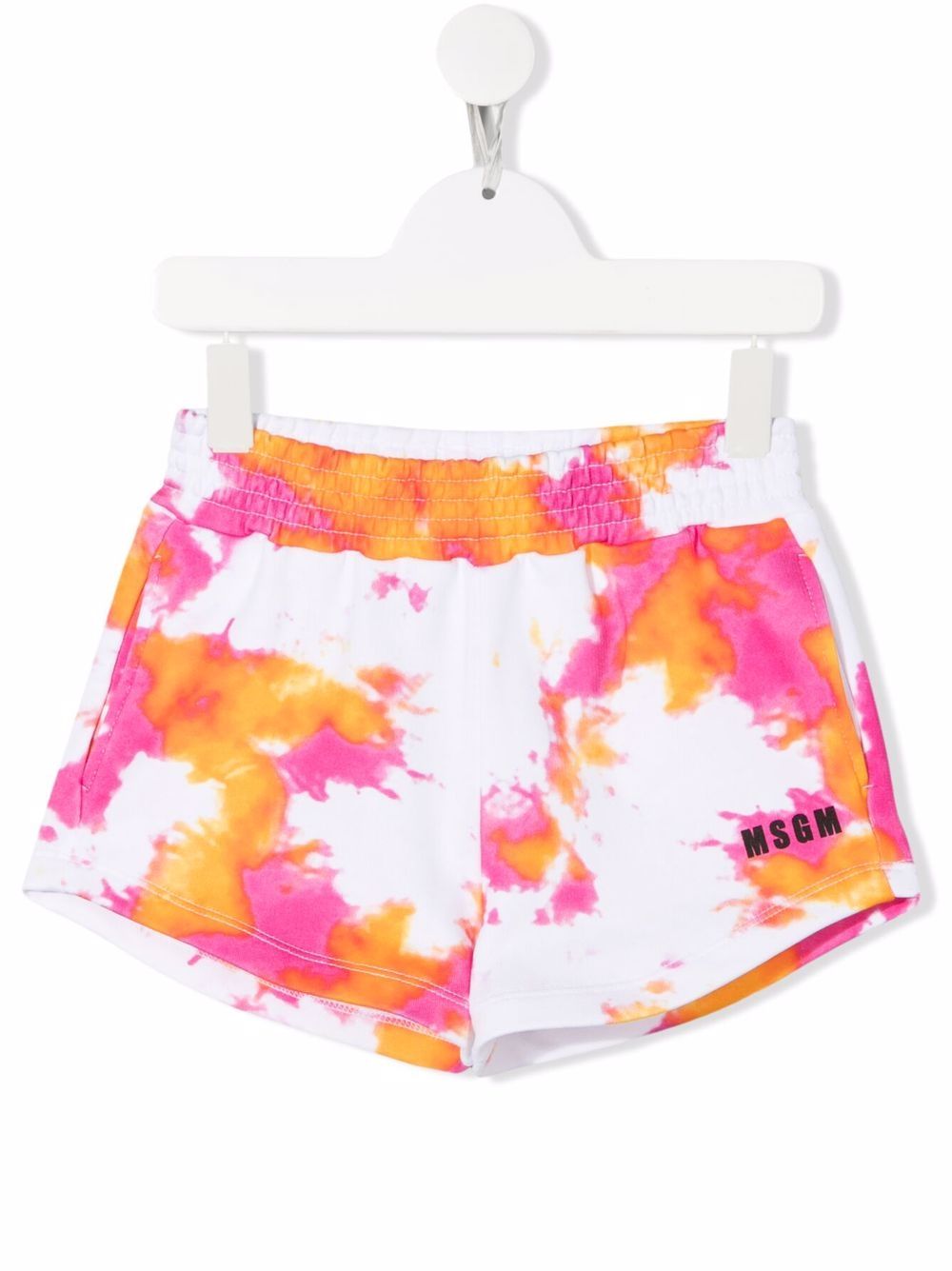 MSGM Kids logo-print tie-dye shorts - White