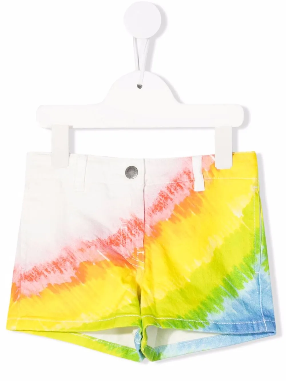 stella mccartney kids short en jean à imprimé arc-en-ciel - blanc