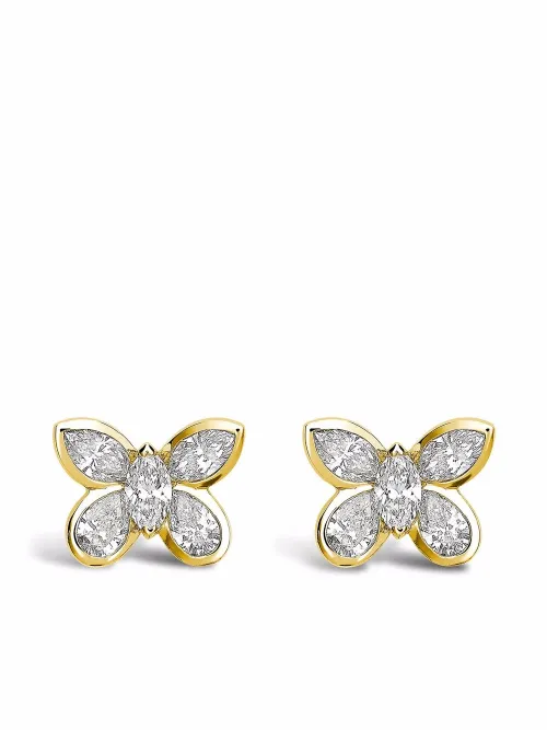 Puces d'oreilles Butterfly en 18ct ornées de diamants - Pragnell - Modalova