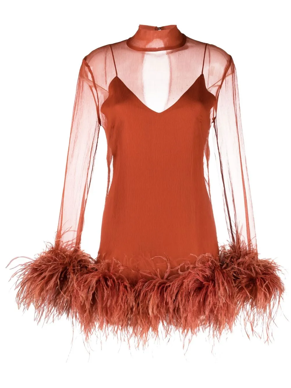 

Taller Marmo Gina feather-trim minidress - Brown