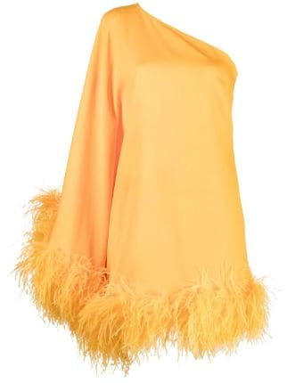 Taller Marmo Picolo Ubud Feather Trimmed one-shoulder Dress - Farfetch