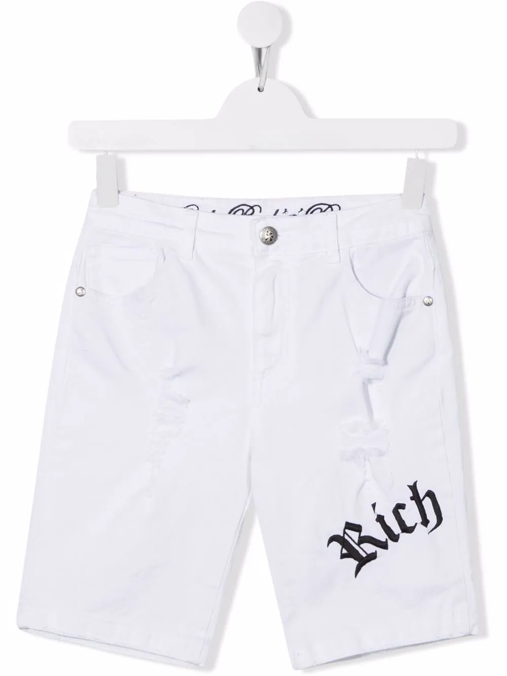 

John Richmond Junior shorts con logo estampado - Blanco