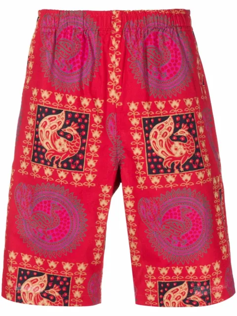 Needles batik-print cotton knee-length shorts