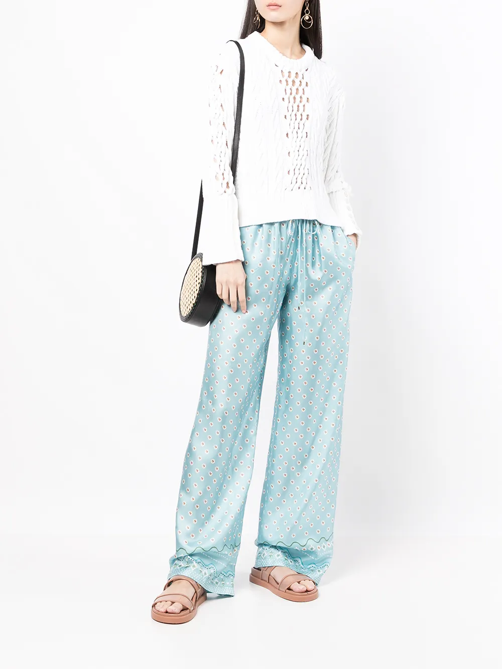 Ermanno Scervino Broek met bloemenprint - Blauw