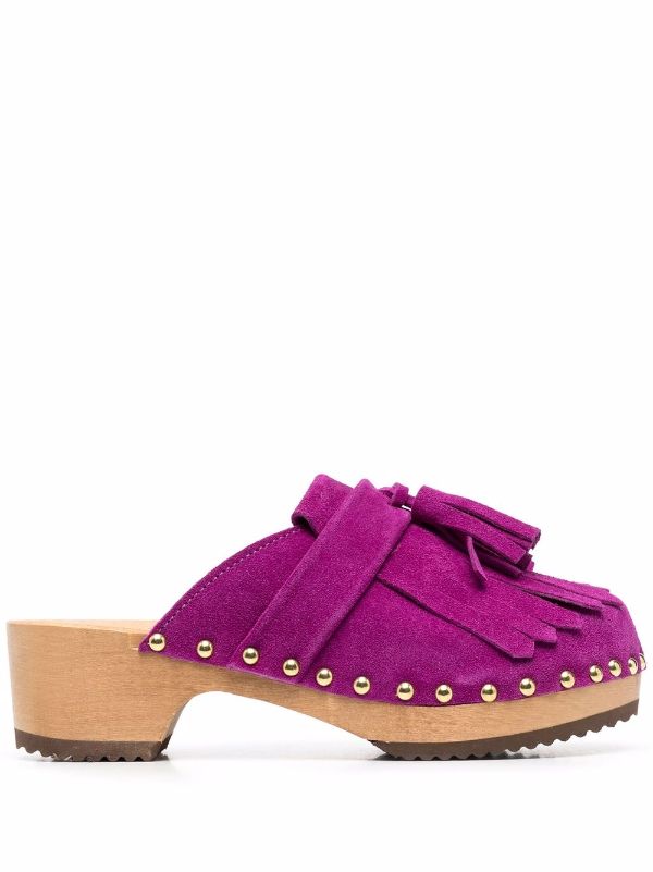 purple gucci clogs