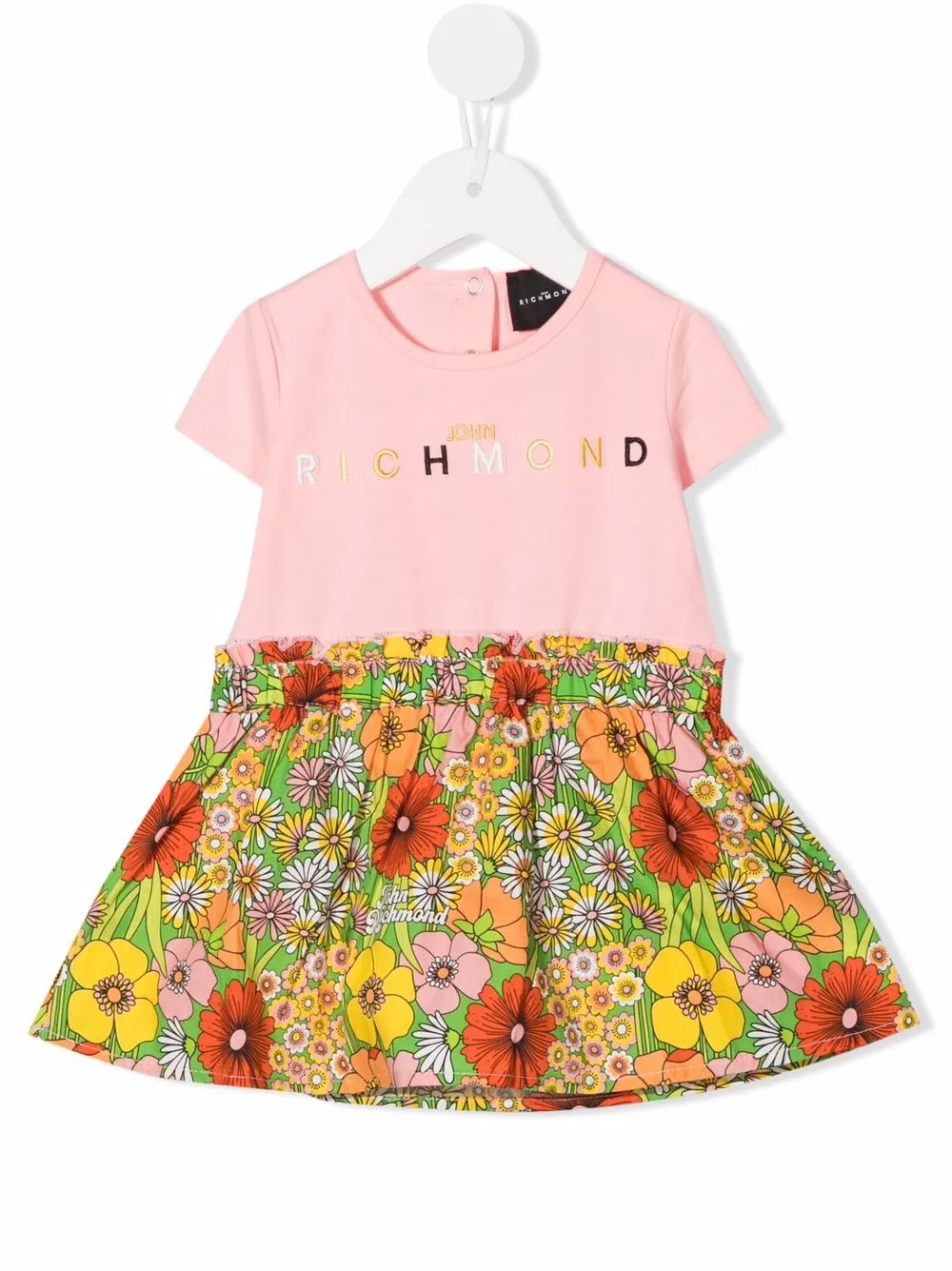 

John Richmond Junior vestido con falda y motivo floral - Rosado